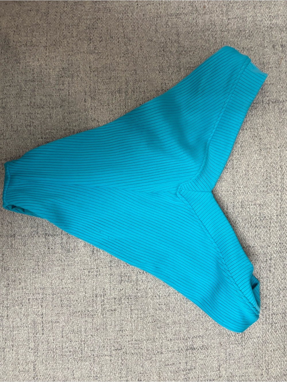 Ribbed High-Cut Swim Bottoms in Turquoise